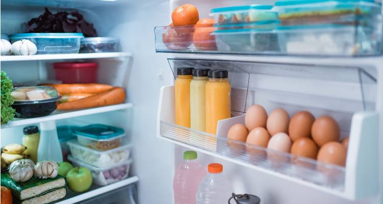 fridge full of food and water