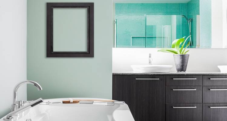 Green painted bathroom