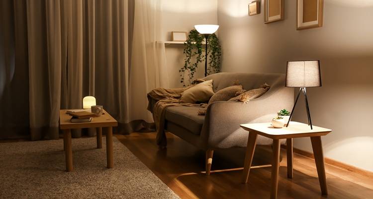 lights on sideboard