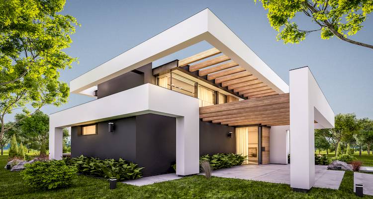 a modern house that has been rendered