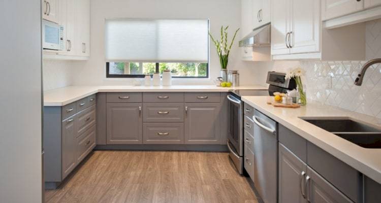 Particle board kitchen cupboards