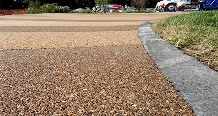 Beige resin driveway