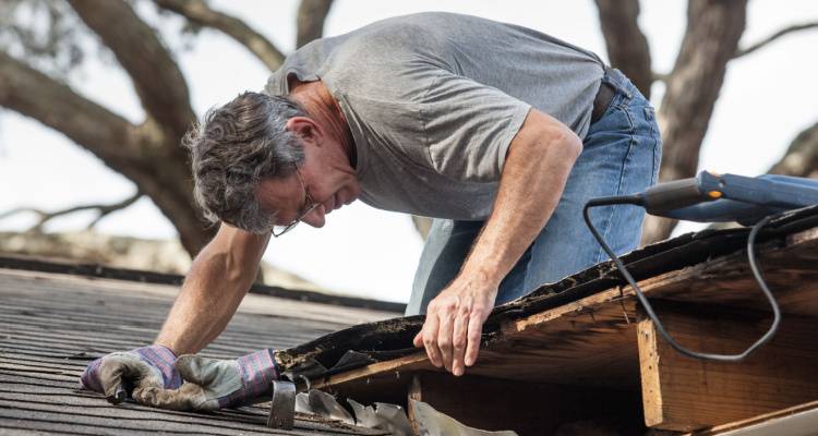 person fixing roof