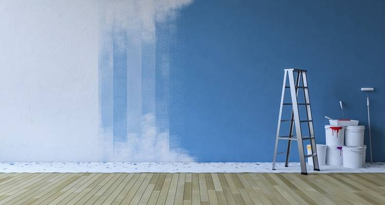 blue room being painted