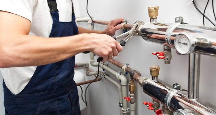plumber with pipes