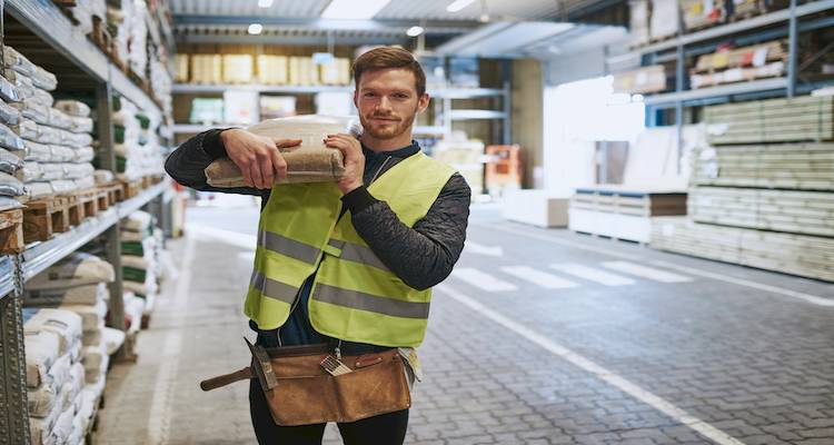 tradesman in warehouse image