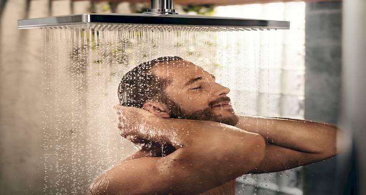 Man showering