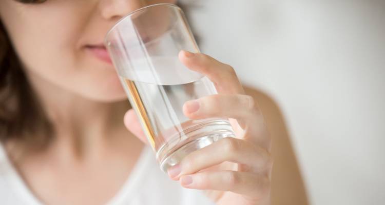 woman drinking water