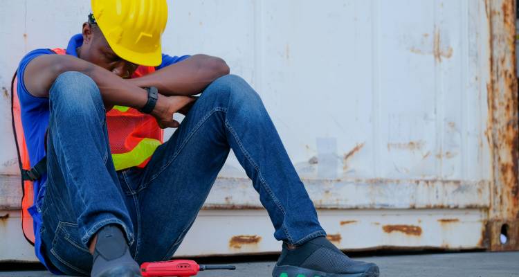 construction worker sat down