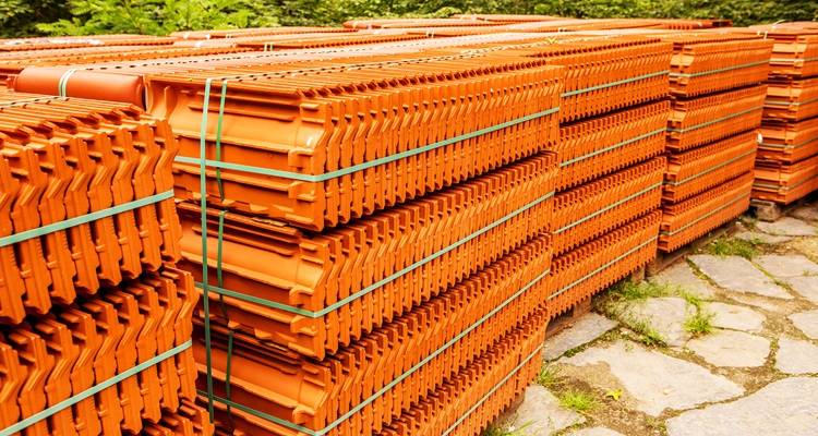 Roof tiles stacked