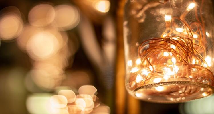 fairy lights in jar