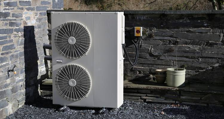 heatpump outside old house