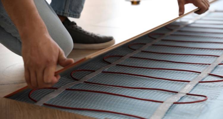 underfloor heating being installed