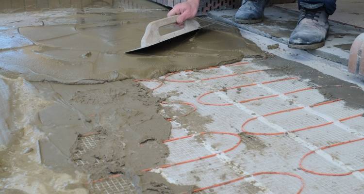 underfloor heating being installed