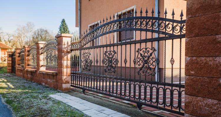 wrought iron fence and gate