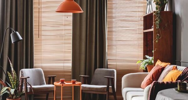 Livingroom with orange accessories