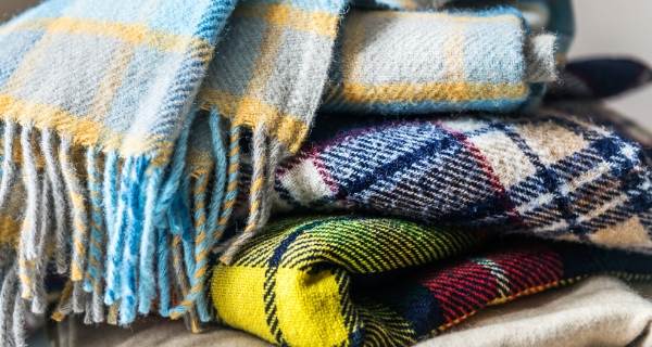 Colourful warm looking tartan blankets