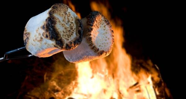 marshmallow toasting over a flame