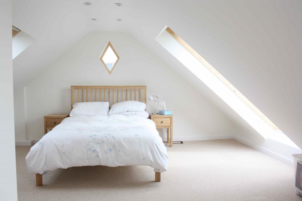 Bedroom loft conversion with lots of light. Great home extension ideas