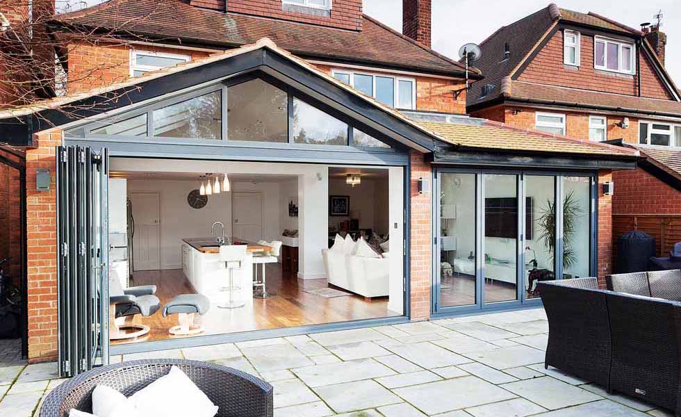 Rear extension with bifold doors open