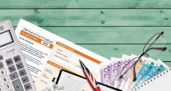 hmrc forms and money on a table