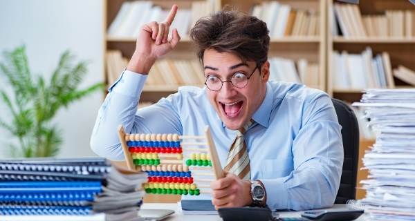 man in suit and abacus