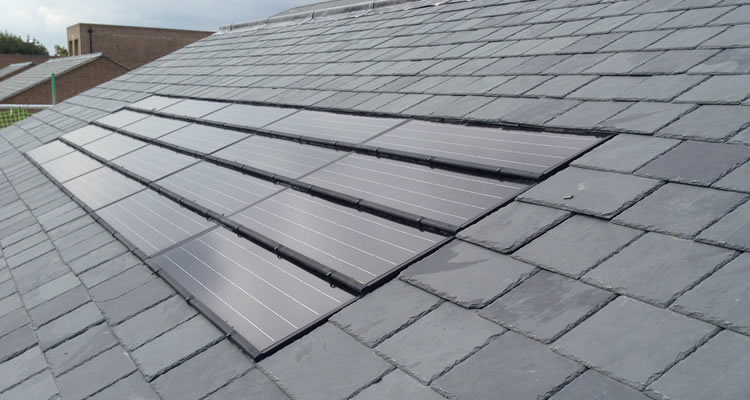 solar roof tile installation on a slate roof in the UK