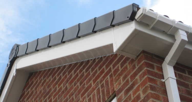 close up of upvc guttering