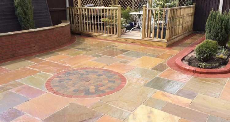 colourful garden patio slabs